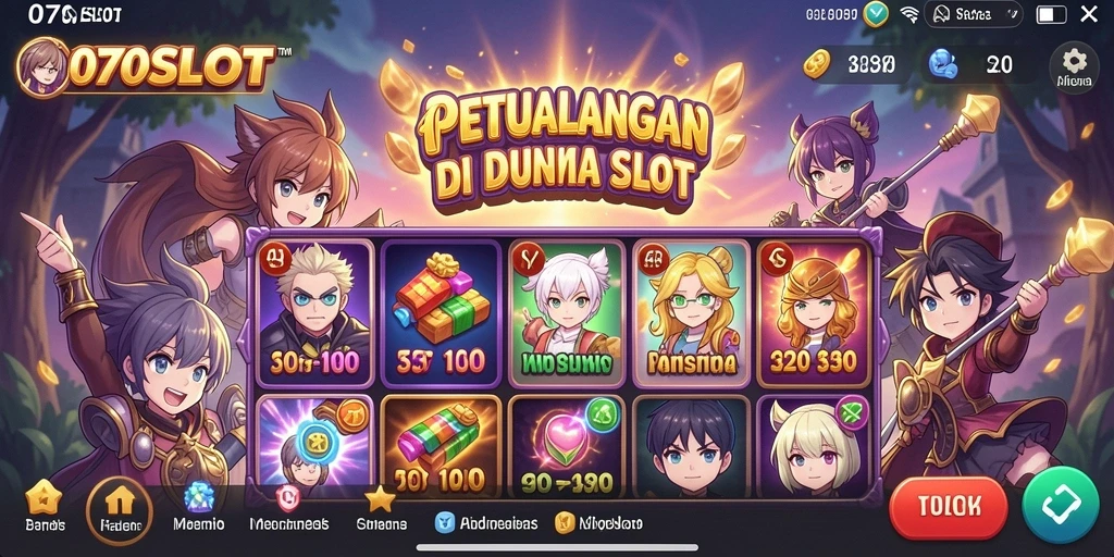Tampilan gameplay 070SLOT yang memukau dengan karakter anime.