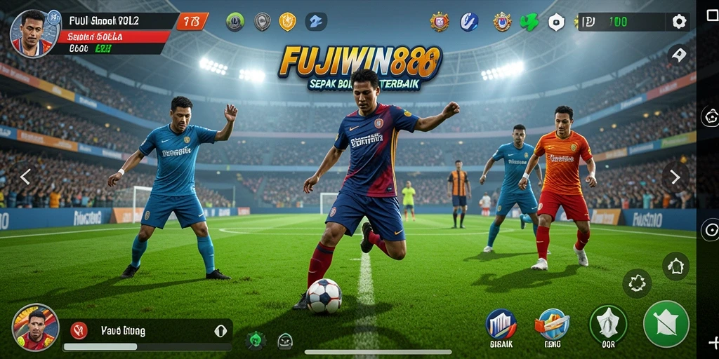 Menampilkan gameplay mendebarkan dari FUJIWIN88 dengan aksi sepak bola yang seru.