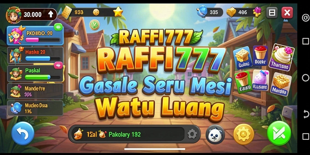 Tampilan gameplay menarik dari RAFFI777 dengan karakter yang beragam.