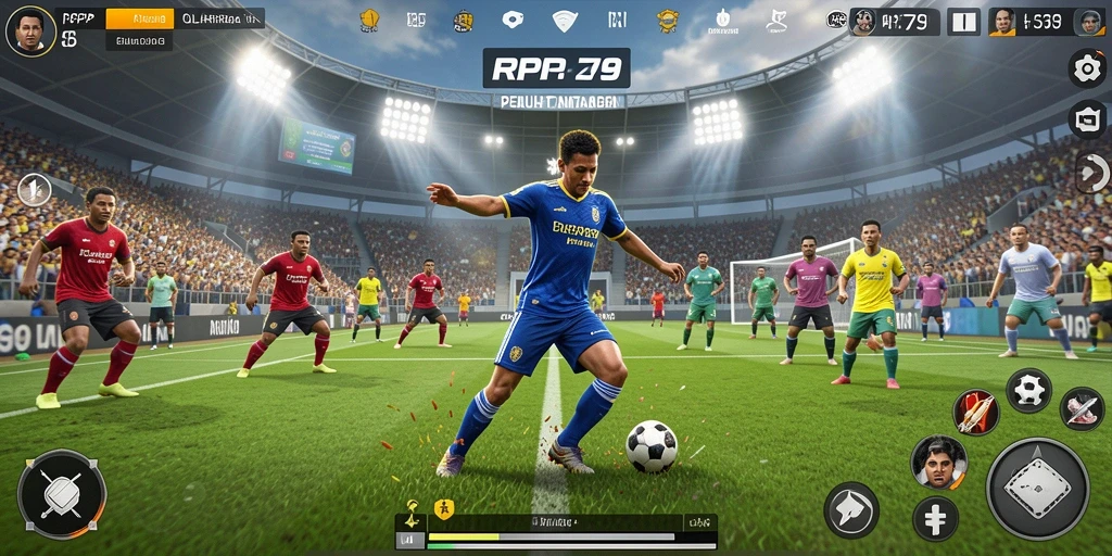 Tampilan gameplay mendebarkan dari RP79 dengan aksi olahraga intens.