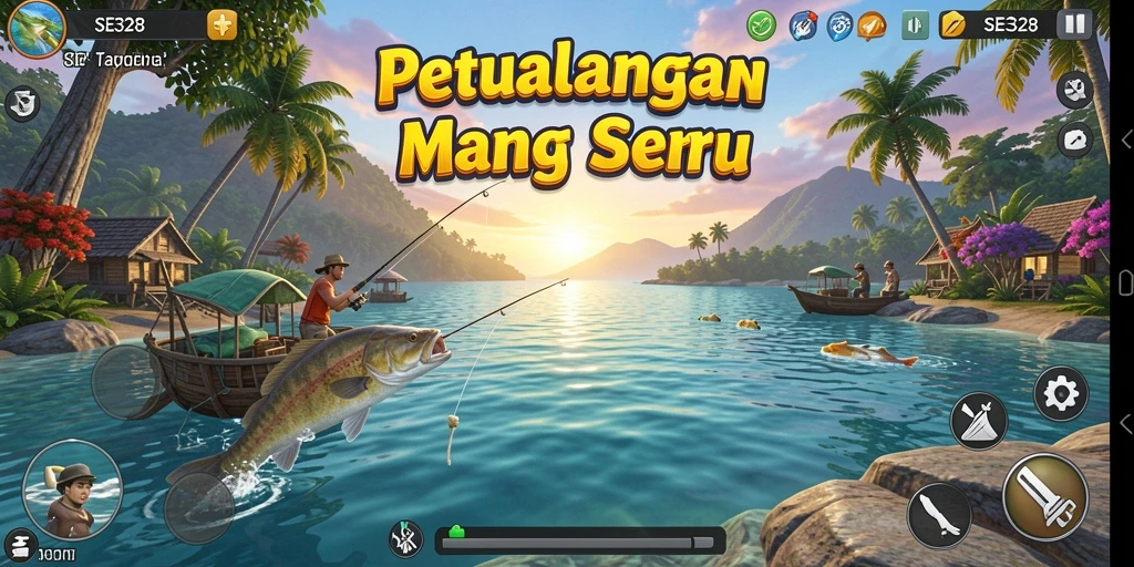 Gameplay SE328 menampilkan aksi memancing yang menegangkan dan menyenangkan.