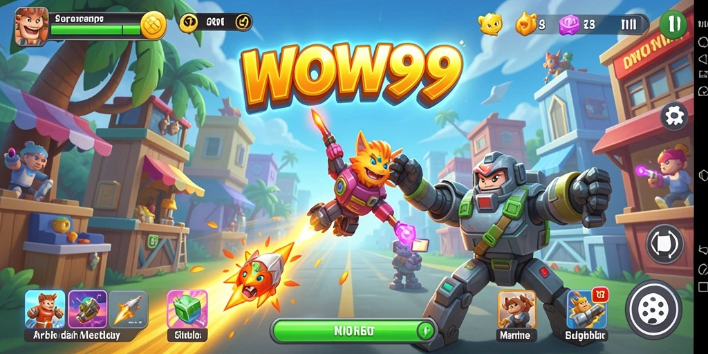 Screenshot gameplay WOW99 yang penuh warna dan seru.